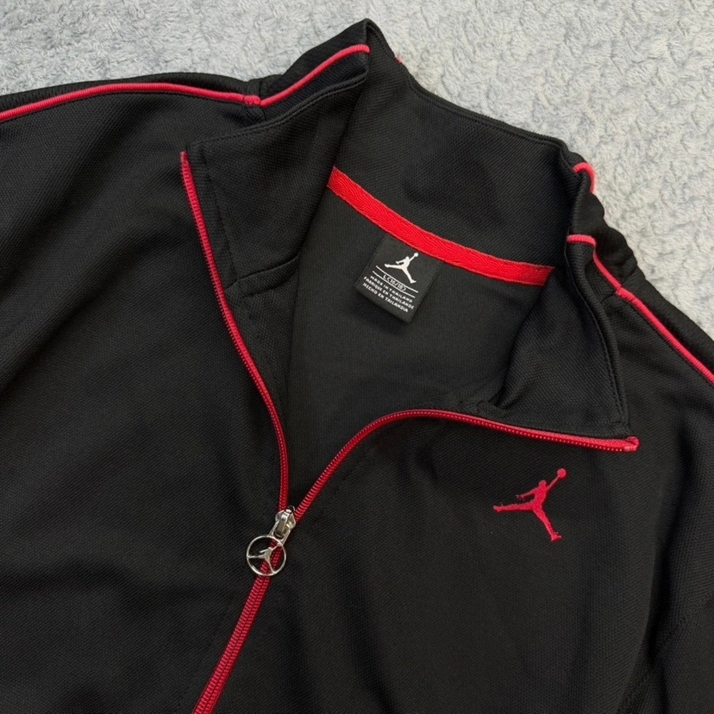 Jordan Flight Jacket Boys Large 16/18 Black Red‎ Full Zip Track Mock Neck